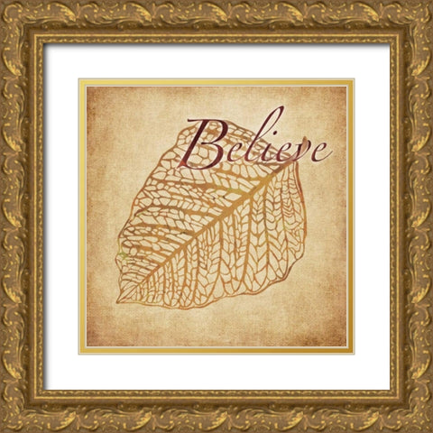 Red and Gold Believe Gold Ornate Wood Framed Art Print with Double Matting by Emery, Kristin