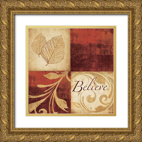 Red Gold Believe Gold Ornate Wood Framed Art Print with Double Matting by Emery, Kristin