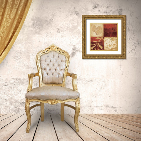 Red Gold 3 Gold Ornate Wood Framed Art Print with Double Matting by Emery, Kristin