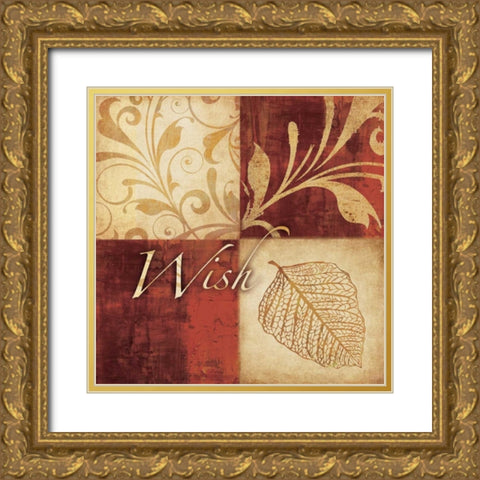 Red and Gold Wish I Gold Ornate Wood Framed Art Print with Double Matting by Emery, Kristin
