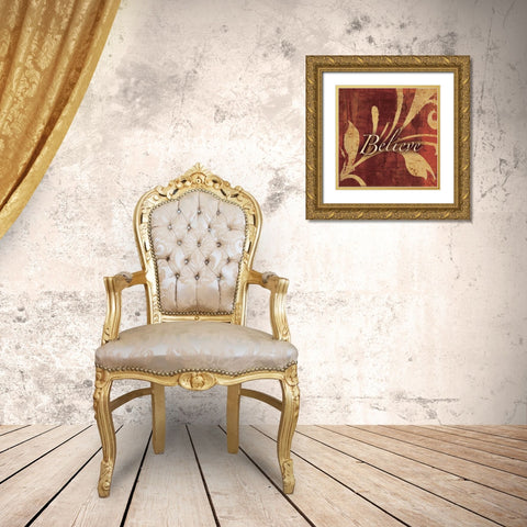 Red Gold Believe Gold Ornate Wood Framed Art Print with Double Matting by Emery, Kristin