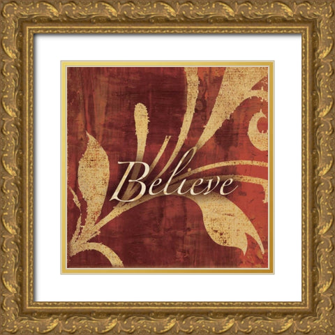 Red Gold Believe Gold Ornate Wood Framed Art Print with Double Matting by Emery, Kristin