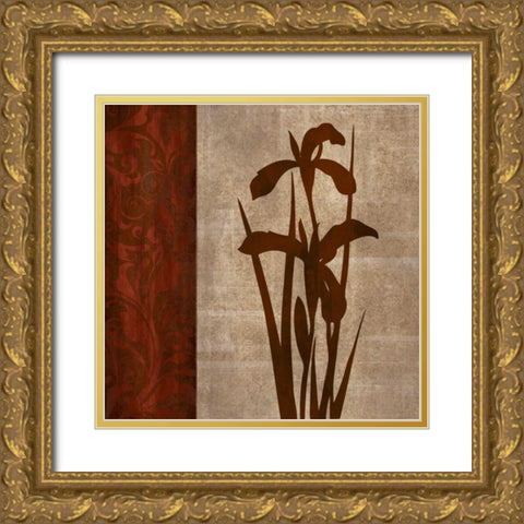 Wine Iris I Gold Ornate Wood Framed Art Print with Double Matting by Emery, Kristin