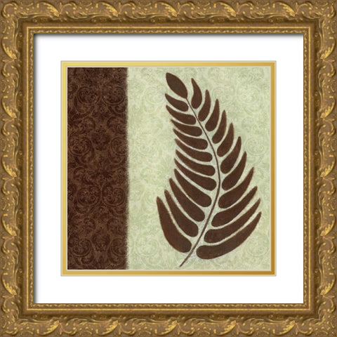 Fern III Gold Ornate Wood Framed Art Print with Double Matting by Emery, Kristin