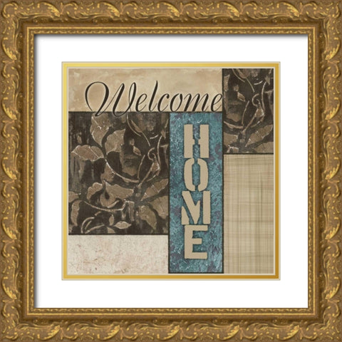 Welcome Home Gold Ornate Wood Framed Art Print with Double Matting by Emery, Kristin