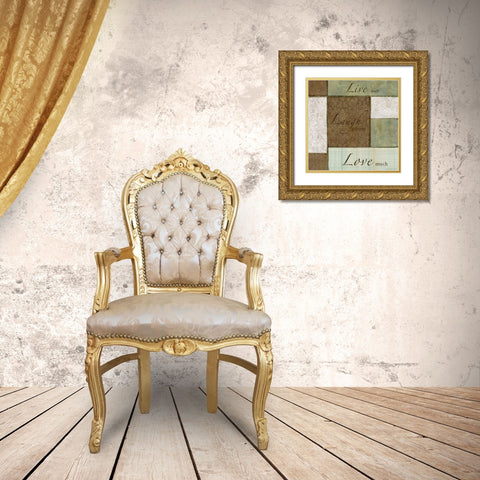 Live Laugh Love I Gold Ornate Wood Framed Art Print with Double Matting by Emery, Kristin