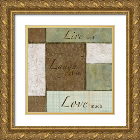 Live Laugh Love I Gold Ornate Wood Framed Art Print with Double Matting by Emery, Kristin