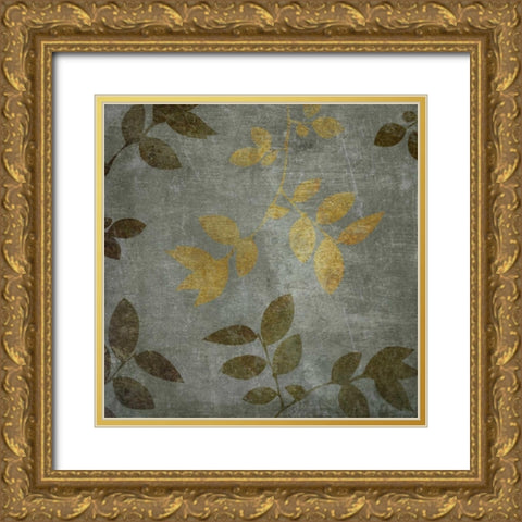 Gold and Brown Leaves I Gold Ornate Wood Framed Art Print with Double Matting by Emery, Kristin