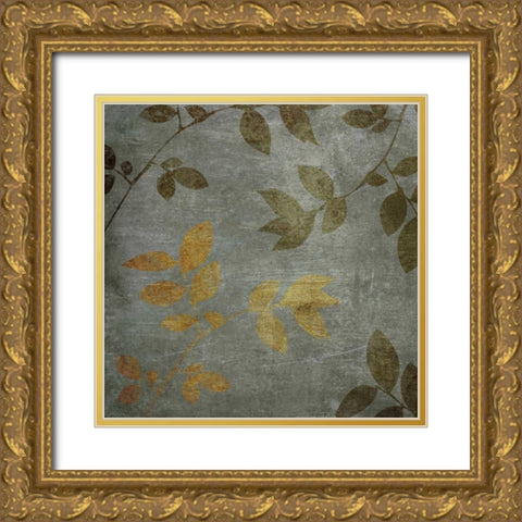 Gold and Brown Leaves II Gold Ornate Wood Framed Art Print with Double Matting by Emery, Kristin