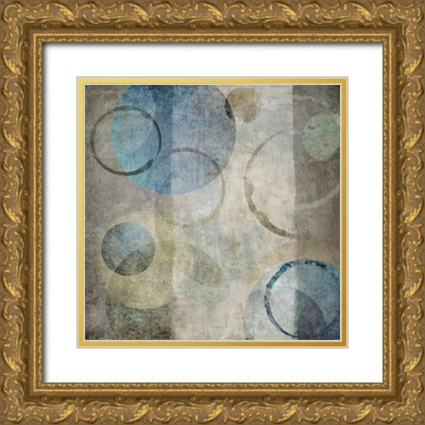 Stone Circles Blue I Gold Ornate Wood Framed Art Print with Double Matting by Emery, Kristin