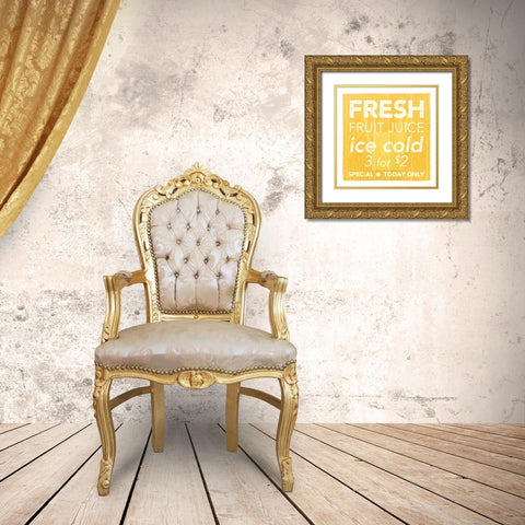 Fresh Juice Yellow Gold Ornate Wood Framed Art Print with Double Matting by Emery, Kristin