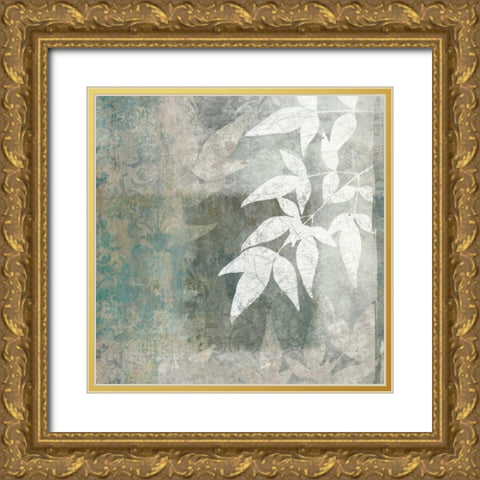 Spa Leaves I Gold Ornate Wood Framed Art Print with Double Matting by Emery, Kristin