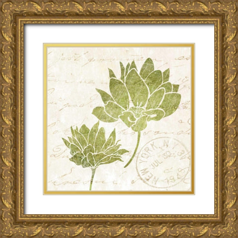 Hand Writing Flower I Gold Ornate Wood Framed Art Print with Double Matting by Emery, Kristin
