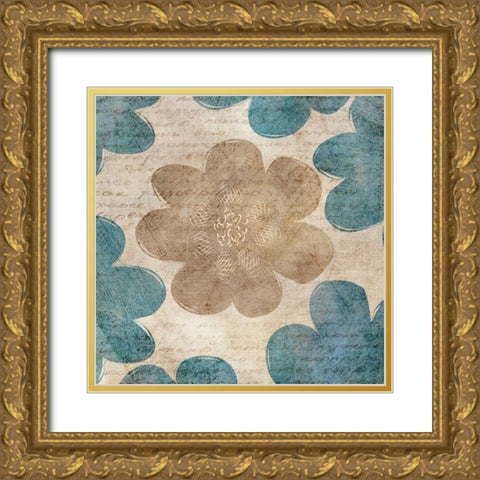 Flower Pattern Words II Gold Ornate Wood Framed Art Print with Double Matting by Emery, Kristin