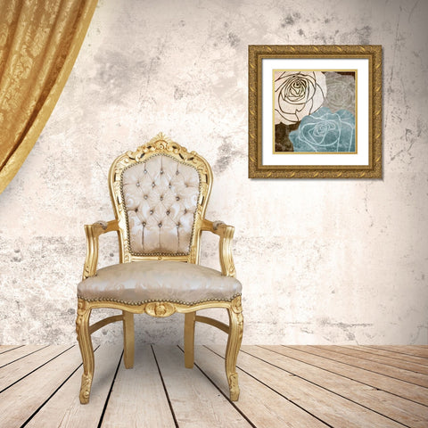 Rose I Gold Ornate Wood Framed Art Print with Double Matting by Emery, Kristin