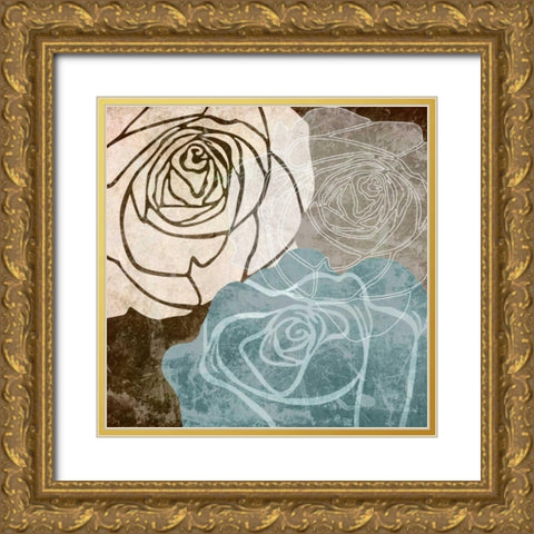 Rose I Gold Ornate Wood Framed Art Print with Double Matting by Emery, Kristin