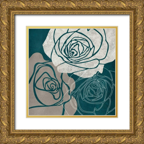 Rose IA Gold Ornate Wood Framed Art Print with Double Matting by Emery, Kristin