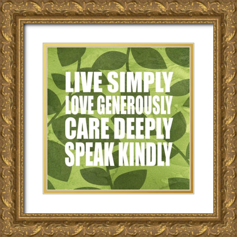 Live Simply Gold Ornate Wood Framed Art Print with Double Matting by Emery, Kristin