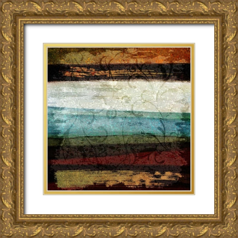 Paint Stroke II Gold Ornate Wood Framed Art Print with Double Matting by Emery, Kristin