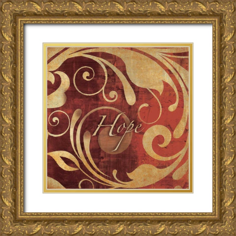 Red and Gold Hope Gold Ornate Wood Framed Art Print with Double Matting by Emery, Kristin
