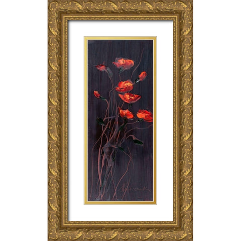Poppies Trip1 Gold Ornate Wood Framed Art Print with Double Matting by Kruk