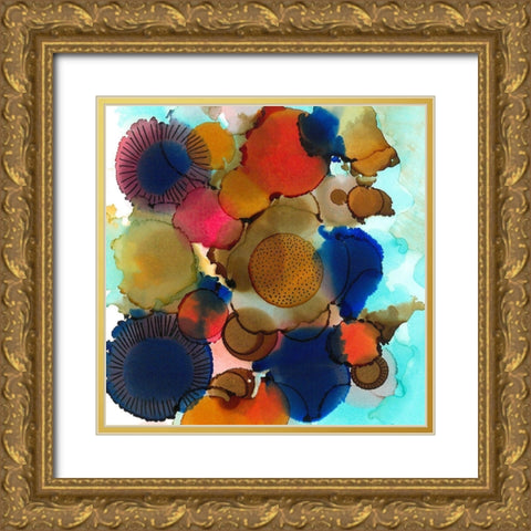 Crowded Spheres 1 Gold Ornate Wood Framed Art Print with Double Matting by Rupe, Kim