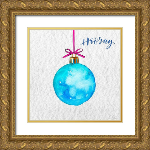 Hooray Ornament Gold Ornate Wood Framed Art Print with Double Matting by Elizabeth, Sara