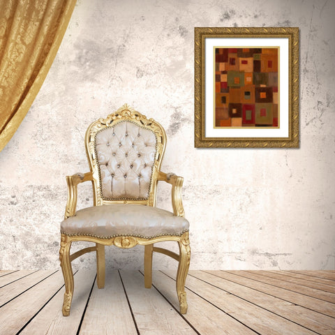 Patchwork I Gold Ornate Wood Framed Art Print with Double Matting by Davey, Linda