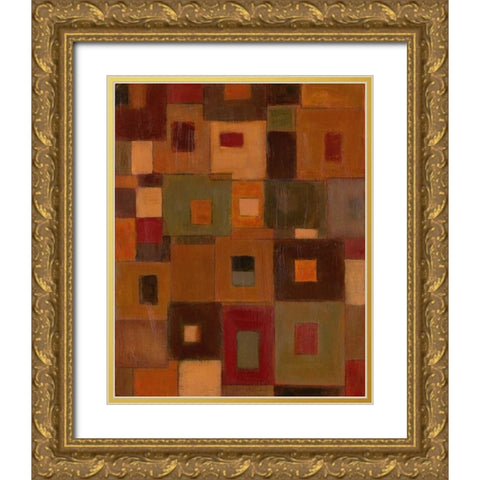 Patchwork I Gold Ornate Wood Framed Art Print with Double Matting by Davey, Linda