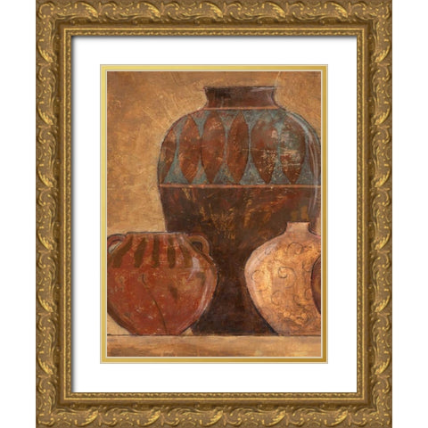 Pots II Gold Ornate Wood Framed Art Print with Double Matting by Davey, Linda