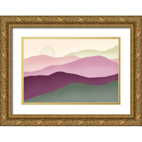 Colorful Mountains 1 Gold Ornate Wood Framed Art Print with Double Matting by McFarland, Leslie