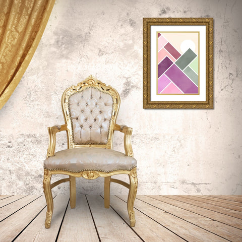 Geometric Mountains 1 Gold Ornate Wood Framed Art Print with Double Matting by McFarland, Leslie