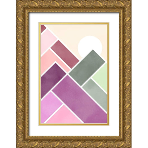 Geometric Mountains 1 Gold Ornate Wood Framed Art Print with Double Matting by McFarland, Leslie
