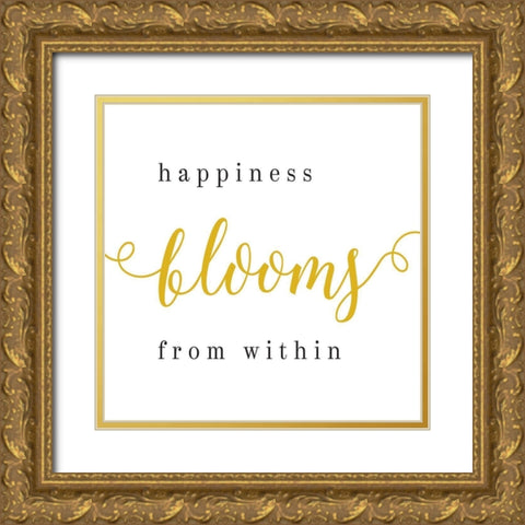 Happiness Blooms From Within Gold Ornate Wood Framed Art Print with Double Matting by Villa, Milli