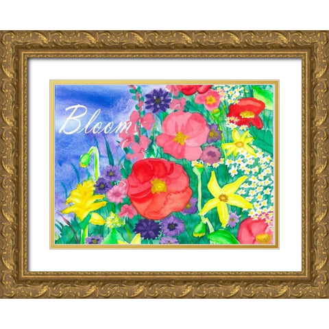 Fresh Flowers Gold Ornate Wood Framed Art Print with Double Matting by Korsgaden, Laurie