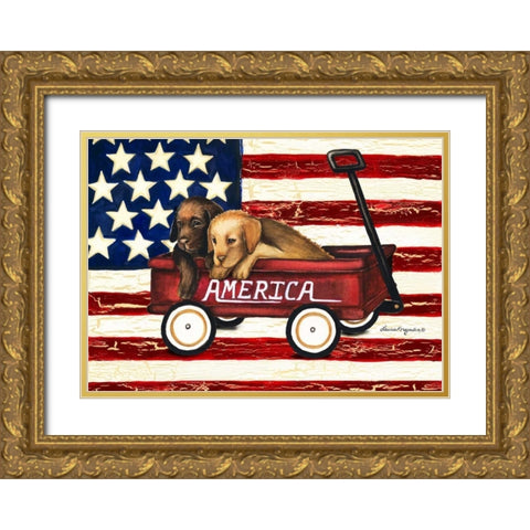 America Friends Gold Ornate Wood Framed Art Print with Double Matting by Korsgaden, Laurie