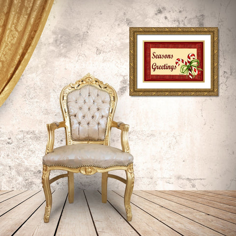 Seasons Greetings Gold Ornate Wood Framed Art Print with Double Matting by Korsgaden, Laurie