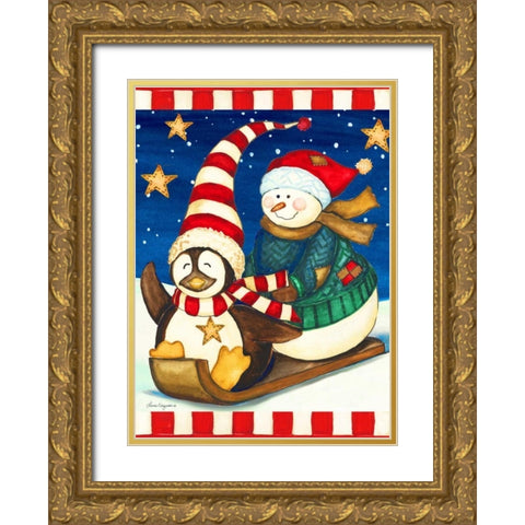 Wee Wee Wee Gold Ornate Wood Framed Art Print with Double Matting by Korsgaden, Laurie