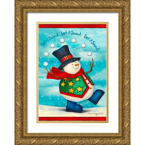 Let It Snow-ball Gold Ornate Wood Framed Art Print with Double Matting by Korsgaden, Laurie