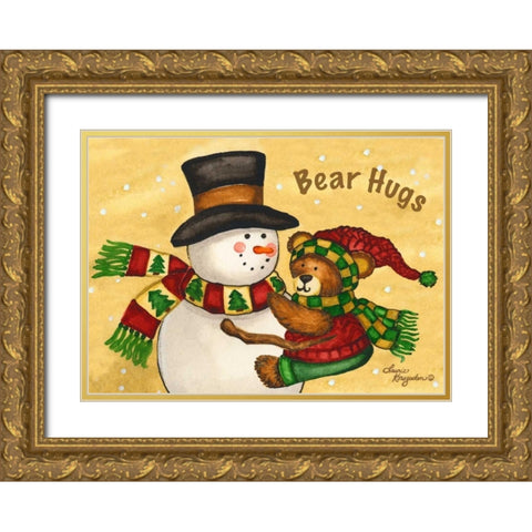 Bear Hugs Gold Ornate Wood Framed Art Print with Double Matting by Korsgaden, Laurie