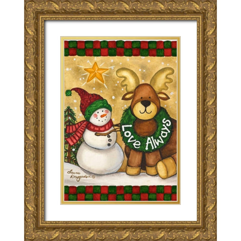 Love Always Gold Ornate Wood Framed Art Print with Double Matting by Korsgaden, Laurie