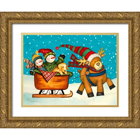 Festive Times Gold Ornate Wood Framed Art Print with Double Matting by Korsgaden, Laurie