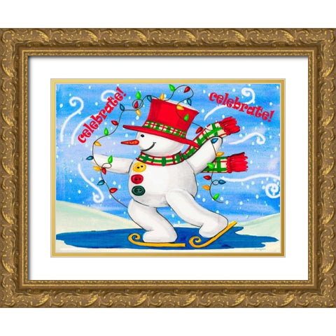 Celebrate Gold Ornate Wood Framed Art Print with Double Matting by Korsgaden, Laurie