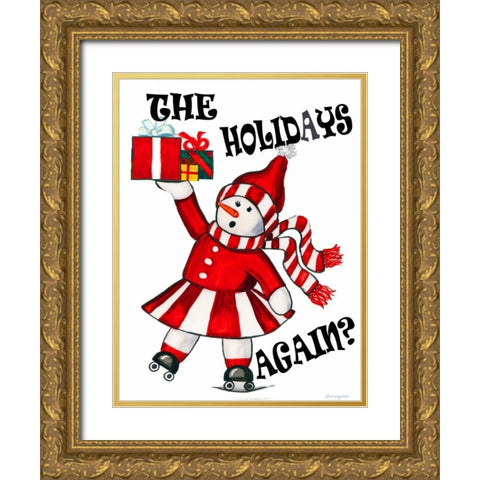 The Holidays Again Gold Ornate Wood Framed Art Print with Double Matting by Korsgaden, Laurie