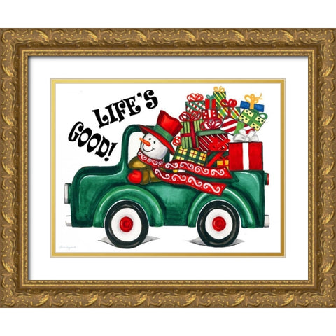 Lifes Good Gold Ornate Wood Framed Art Print with Double Matting by Korsgaden, Laurie