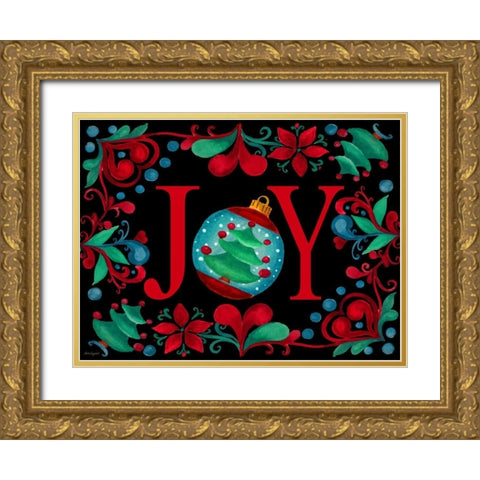 Joy Gold Ornate Wood Framed Art Print with Double Matting by Korsgaden, Laurie