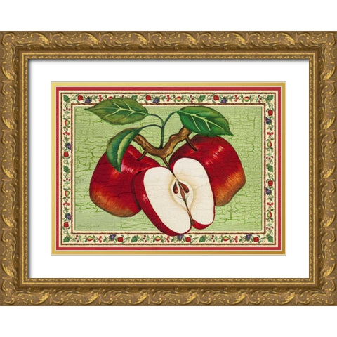 Apples Gold Ornate Wood Framed Art Print with Double Matting by Korsgaden, Laurie