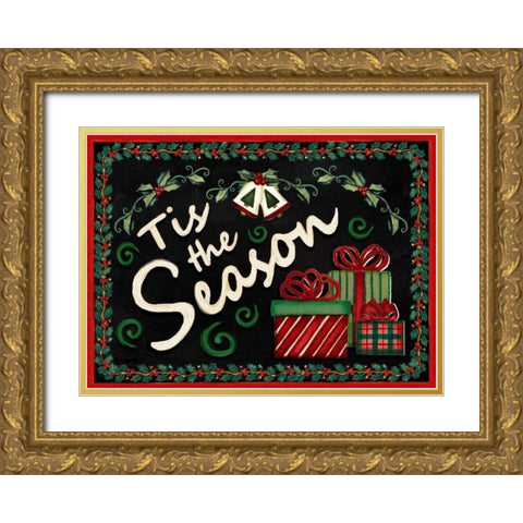 Tis the Season Gold Ornate Wood Framed Art Print with Double Matting by Korsgaden, Laurie