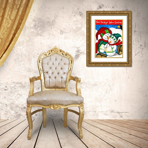 Twas the Night Gold Ornate Wood Framed Art Print with Double Matting by Korsgaden, Laurie