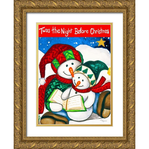 Twas the Night Gold Ornate Wood Framed Art Print with Double Matting by Korsgaden, Laurie